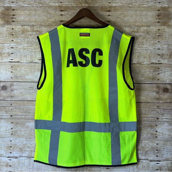 ML Kishigo Size Large Safety Works Neon Yellow Reflective Vest - Picture 2 of 6